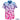 Hawaiian shirt with floral pattern on a blue to pink gradient base, featuring magpie