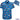 Blue shirt with fishing-themed pattern and matching hat on a white background