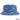 Blue bucket hat with fishing-themed pattern on a white background