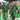 Group of people wearing matching green shirts with a brand logo in the corner.
