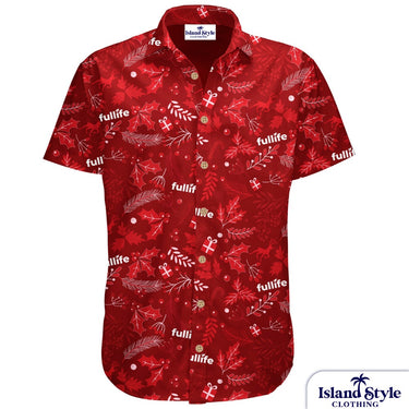 Red patterned shirt with 'fullife' branding on a white background, featuring the Island Style Clothing logo.