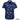Navy blue shirt with tropical pattern on a white background