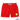 Red swim shorts with a logo on a white background