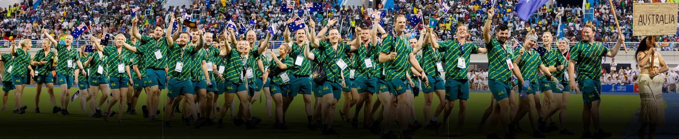 Custom Hawaiian Shirts Australia Corporate Uniforms Aussie Olympics Committee Sports Team Green Gold Mobile