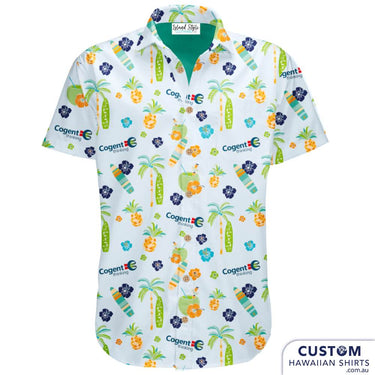 We put our thinking caps on for this one. In response to their request, we embarked on a design journey that seamlessly blends the corporate essence with a touch of paradise. The result is a memorable ensemble that showcases the professionalism of Cogent Thinking. These custom uniform shirts are more than just clothing; they're a statement – a wearable celebration.