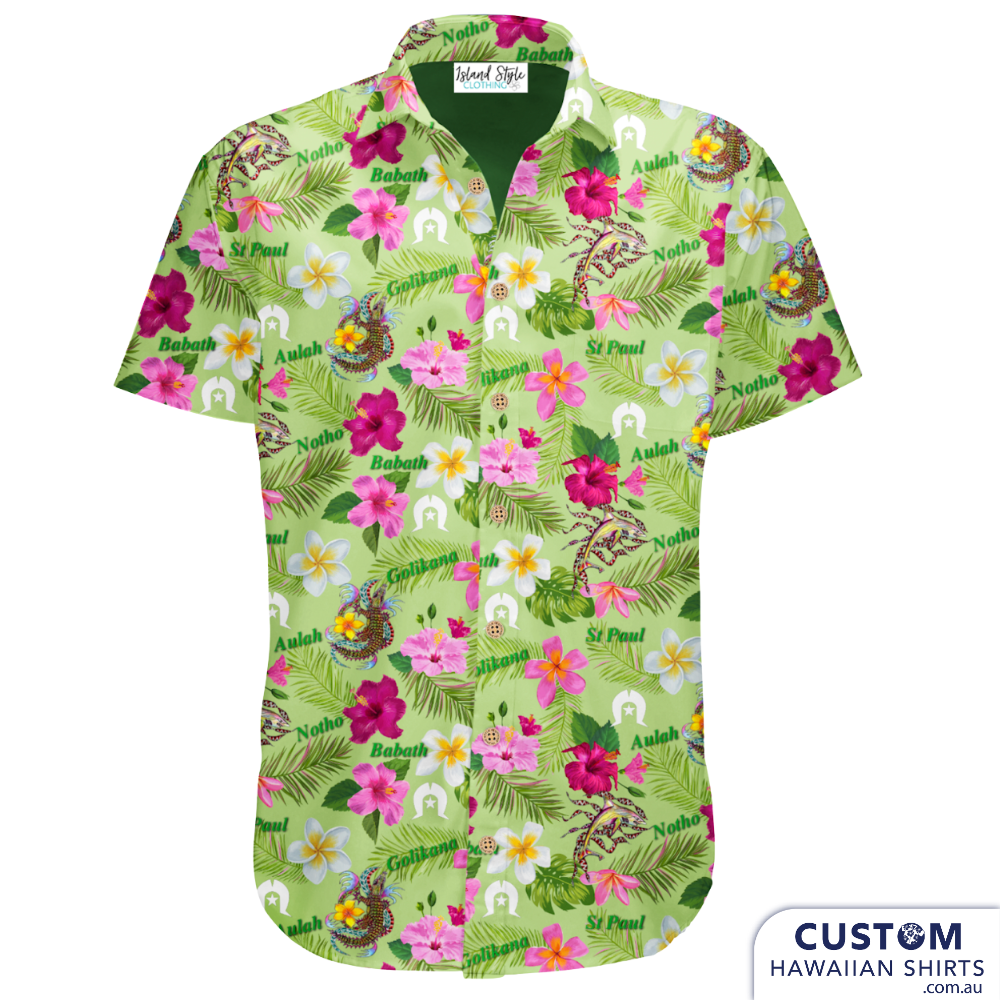 Milestone 90th Birthday meant some wonderful Custom Hawaiian Shirts for the whole family. Pretty and feminine. Perfect shirts for parties, cruising and special milestone birthdays and anniversaries.
