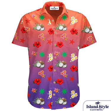 Colorful shirt with tropical patterns on a white background