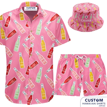 Check out our largest collab yet with Vodka Cruiser. This is a Nationwide Campaign stocked in every Dan Murphys and BWS Australia-wide. Purchase a Vodka Cruiser 10 pack, enter and go in the draw to win this funky 3 pieces set. We also organised the fulfilment of these products. Contact us if your business might be interested. Hawaiian Shirt Shorts Bucket Hat Shirt & Shorts 100% Rayon