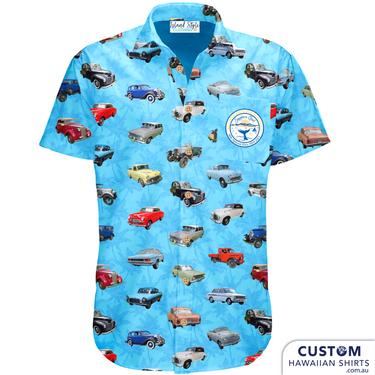Cool classic car club shirts designed for the 48th National Rally NSW 2023, Sapphire Coast Vauxhall Owners Club of Australia. 100% rayon 1 x chest pocket with logo Coconut shell buttons