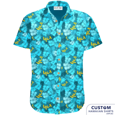 Optus said YES to some exciting new Customized Clothing from us and we put this together this great design with layers of leaves and their logo. It was a such a hit at the conference we have since made three other versions for other stores and the original store in Brisbane. 100% Cotton Coconut buttons