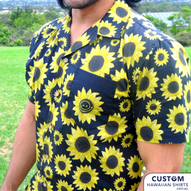 Antispiral Co. - Customised Apparel. Beautiful sunflower shirts. Soft touch rayon Top Pocket Coconut Buttons