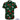 Green shirt with red and white floral pattern on a white background