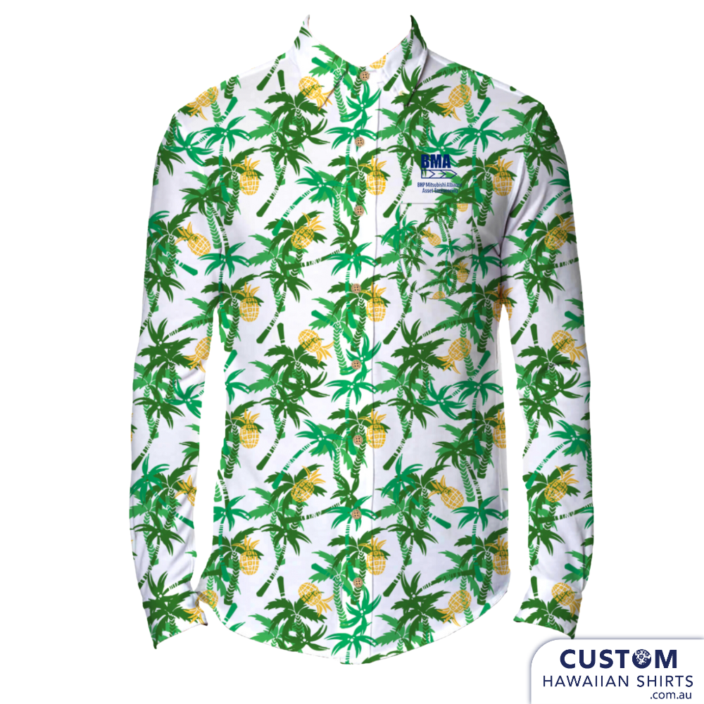 long sleeve custom workwear shirt with pineapples