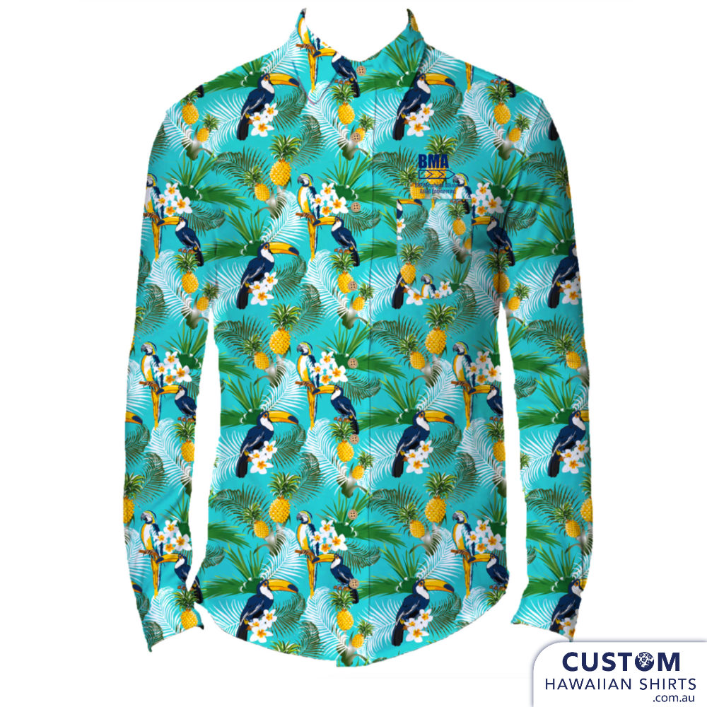 long sleeve workwear shirt with toucan print