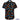 Black shirt with colorful graphic pattern on a white background