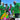 Group of people wearing matching green shirts with floral patterns, posing outdoors.