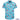 Blue tropical patterned shirt with palm trees, flowers, and sailboats on a white background.