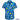 Blue shirt with OXYSHRED drink pattern on a white background