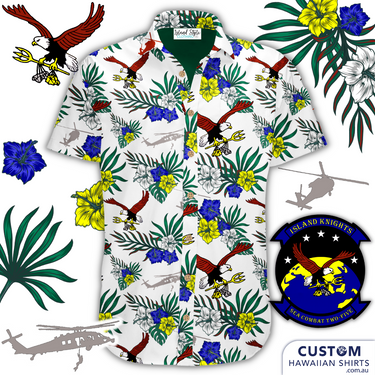 Island Knights, Sea Combat Two-Five, USA Marines new - Custom Military Hawaiian Shirts.  Off Duty Essentials. 100% Cotton Hawaiian Shirts 