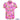 Pink shirt with cocktail and face patterns on a white background