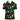 Colorful shirt with tropical patterns, numbers, and bottles on a white background