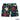 Tropical floral swim shorts with a navy background on a white background, featuring the brand 'Island Style Clothing'.
