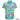Colorful shirt with flamingo, palm tree, and camper van pattern on a white background