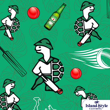 We made Custom Bucket Hats and Shorts for Village Greenies Cricket Club in the Cayman Islands. The design features their cute turtle logo, cricket balls and bottles of Heineken.