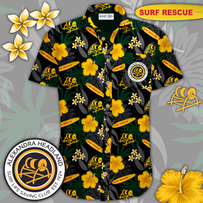 Alexandra Headland Surf Life Saving Club on Sunshine Coast, Queensland wanted some new custom uniforms.   Open collar Chest pocket Embossed Coconut buttons (one spare) Aussie Shirts- personalised Hawaiian shirts uniforms apparel