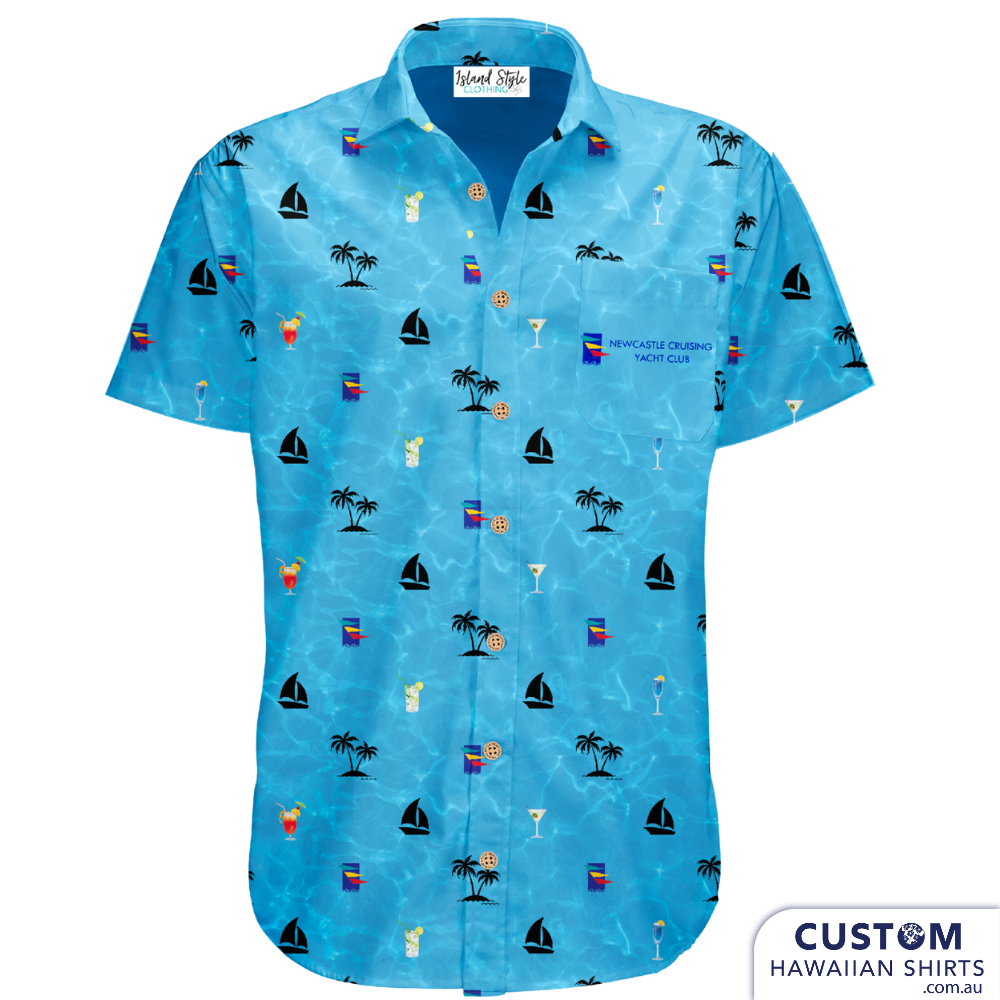 Newcastle Yacht Club, NSW put their order in ... new personalised Hawaiian Shirts for fresh and classy uniforms