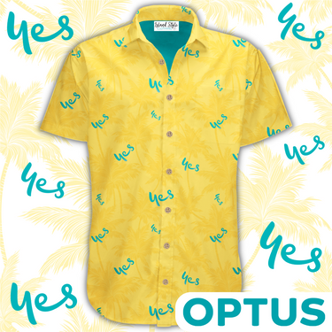 Optus said YES to some exciting new customized uniforms and we put this together this great design with layers of leaves and their logo. It was a such a hit at the conference we have since made a few other versions for other stores and the original store in Brisbane.  Hawaiian Shirts 100% Cotton Coconut buttons