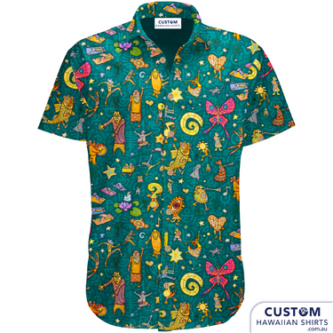 Our second year supplying merch to our local Woodfood Folk Festival - this year we supplied this Mens Hawaiian Shirt and 3 colour ways of mens swim shorts. We are based on the Sunshine Coast, QLD and Woodford has been a favourite of ours to visit for many years.  These were available for sale in their merch tent. We would love to supply your next event!  Custom Hawaiian Shirt Soft touch Rayon