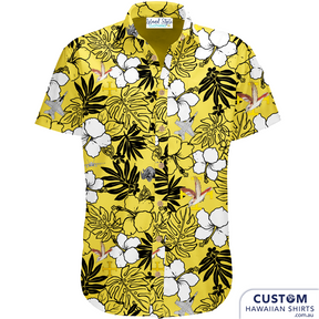 Proud to design and supply some custom shirts to Australian Military. 1 SQD RAA, QLD, ADT - Customised Hawaiian Shirts 100% Cotton Coconut embossed buttons Yellow and new Pink edit for the ladies at home