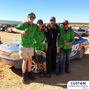 City Discount Tyres, WA - Race Team Custom Shirts. Class personalised Hawaiian shirts for the race team and support crew.  100% Cotton Adults & Kids Shirts 