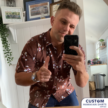 'Brown Cow Now', Social Club - Custom Golf Day Shirts for this group of mates for their annual bash. 100% Cotton Coconut embossed buttons