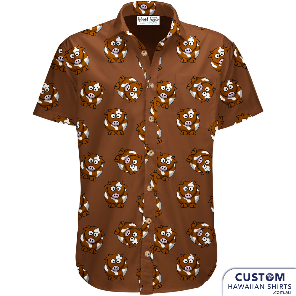'Brown Cow Now', Social Club - Custom Golf Day Shirts for this group of mates for their annual bash. 100% Cotton Coconut embossed buttons