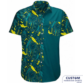 Proud to supply the Australian Olympic Committee these customised Hawaiian shirts for the team to wear to the Pacific Games in Samoa 2019. They wanted a shirt that represented Australia - gum leaves and also the host country with hibiscus flowers and tribal motif of course in the Australian team colours.  These personalised and original shirts were worn to the opening and closing ceremonies. 100% Cotton Chest pocket Coconut buttons